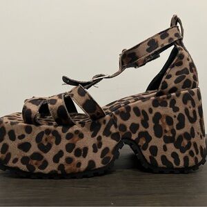 Leopard Print Platform Sandals